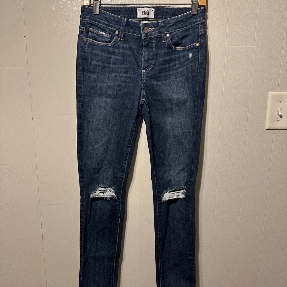 PAIGE Women's Dark Blue Skinny Jeans